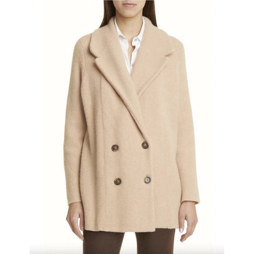 Vince Wool Alpaca Double Breast Blazer Sweater XL Brittle Tan Quiet Luxury Coat